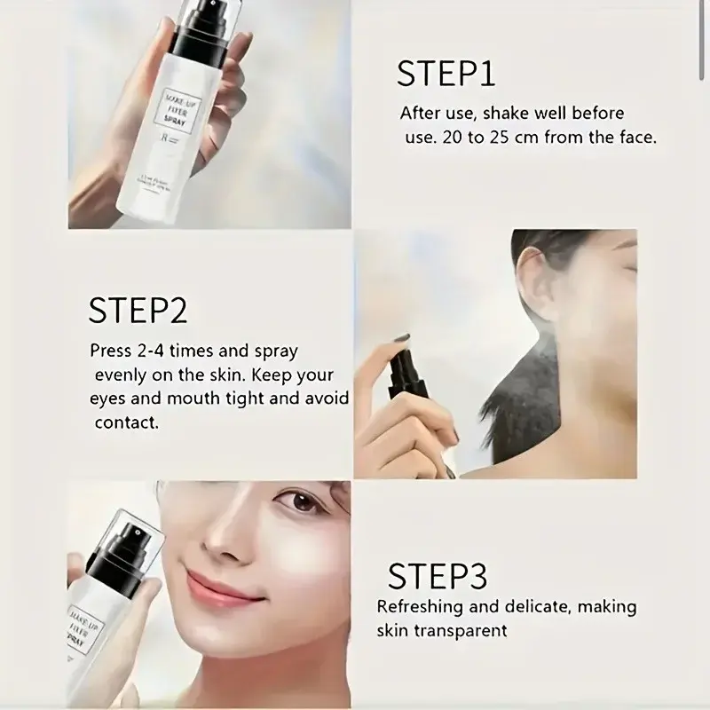 100ml Long-Lasting Makeup Fixing Spray Waterproof Sweatproof Oil-Control Hydrating Setting Mist for Perfect Cosmetics Finish