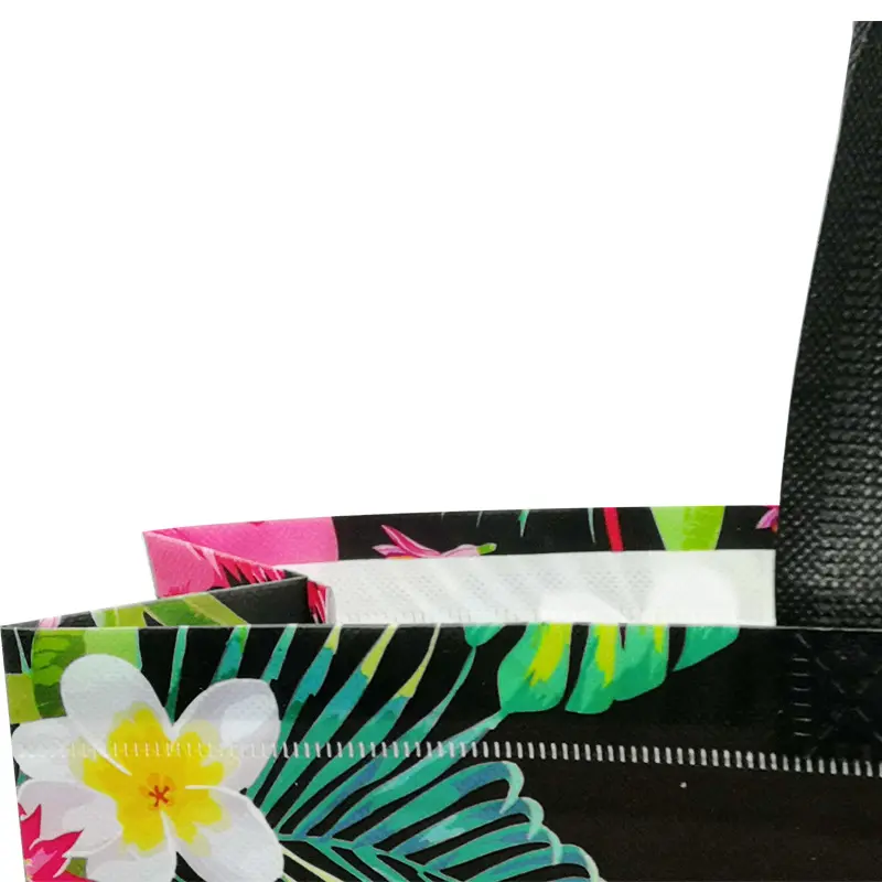 Folding Bag Creative Fashion Flamingo Printing Non-woven Fabric Folding Bag Black Multiple Flamingo Covered Shopping Bag
