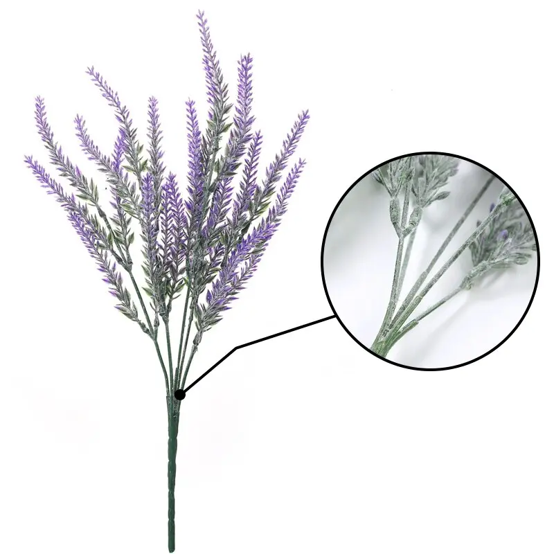 Artificial Flowers Flocked Resistant Lavender Bundle Fake Plants Wedding Bridle Bouquet Indoor Outdoor Home Kitchen Office Decor