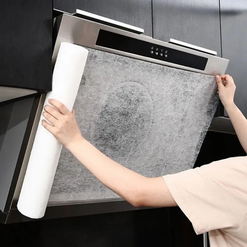 12pcs 43cmX45cm Kitchen Range Hood Oil-proof Oil-absorbing Paper Filter Disposable Side Suction Oil-absorbing Cotton
