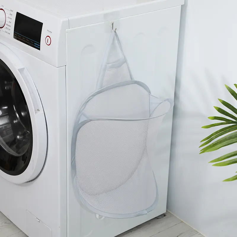 1pc Dirty Clothes Storage Basket, Foldable Bathroom Clothes Hanging Bag, Household Wall Mounted Basket, Frame Bucket