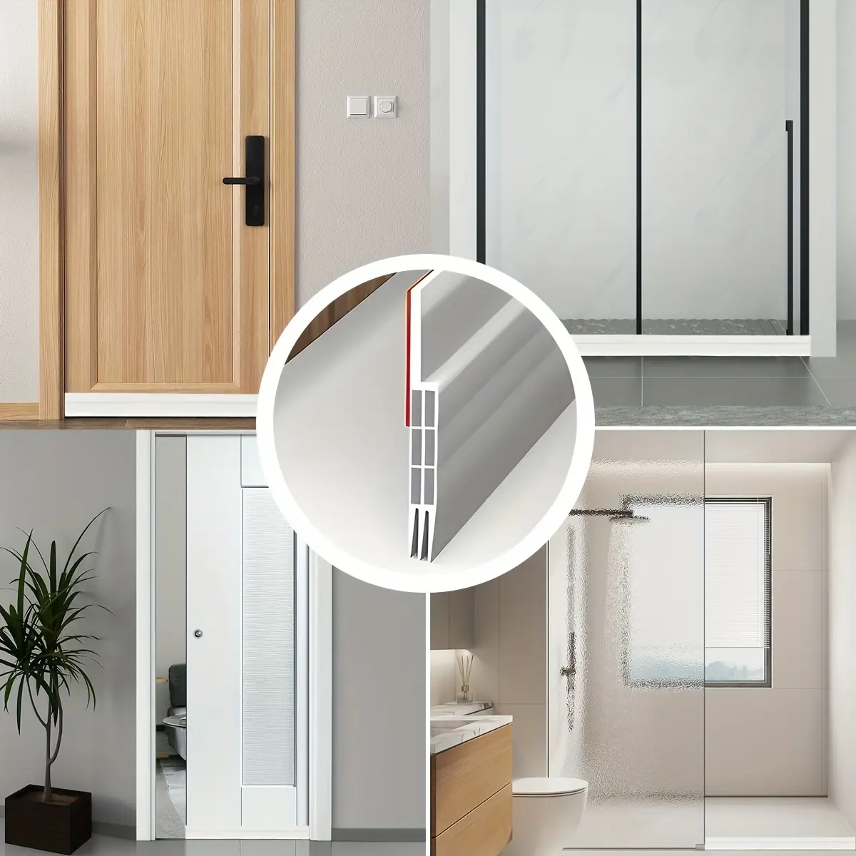 Door Bottoom Windshield Seal Strip Windproof Soundproof Door Sweep Draft Stopper Cuttable Foldable Weatherstrip Self Adhesive