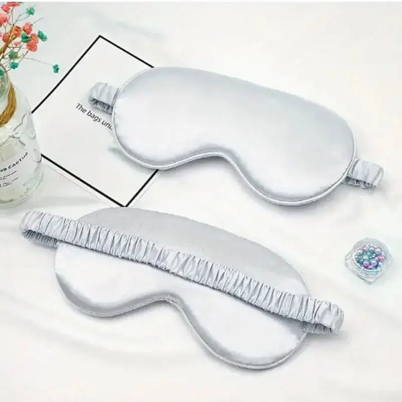 2pcs Simulation Silk Blackout Eye Mask Breathable Travel Lunchtime Satin Eye Mask Sleep Sleep Eye Mask