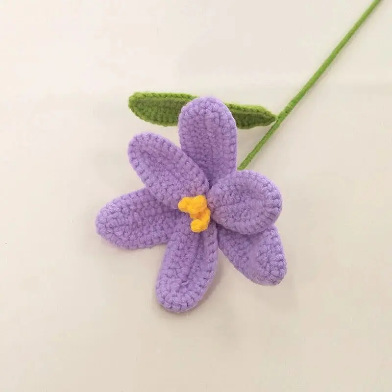 Handmade Open Tulip Wool Flower Crochet Simulation Flower Decoration Birthday Gift Hand Bouquet Valentine's Day Goddess Day