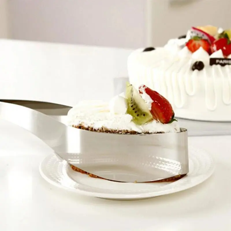 EW Baking Supplies Stainless Steel Cake Slicer Curved Leaf Shaped Cutter Cake Cutting Cake Mold