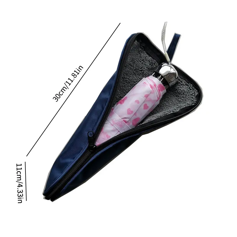 Navy Umbrella Cover Portable Folding Umbrella Storage Bag Zipper Closure with Hanging Rope for Strong Water Absorption