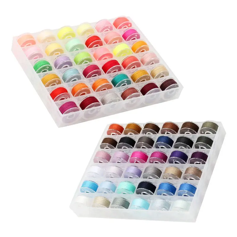 36 Colours High Quality Sewing Thread Boxed Bobbin Set, Suitable for Many Sewing Machines, with Bobbin Case, 36pc