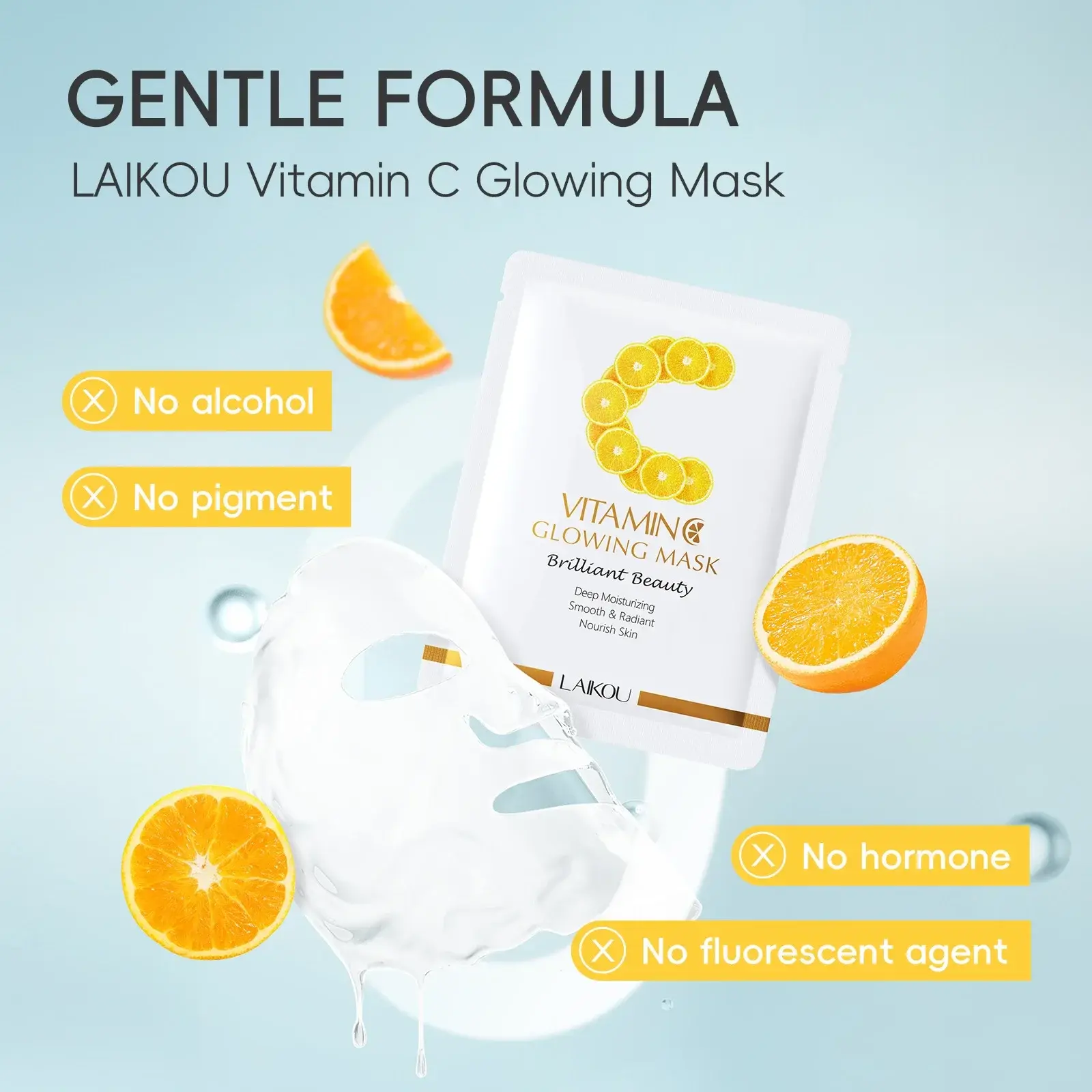 5/6/10 PCS LAlKOU Vitamin C Brightening Glowing Mask Set 6 Pack Skin Care Essentials for Radiant Complexion Beauty Treatments