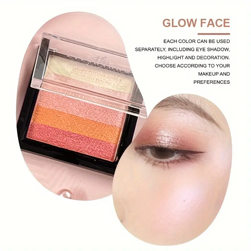 5 color striped non-smudge-proof waterproof pearlescent highlight micro-flash color eyeshadow tray