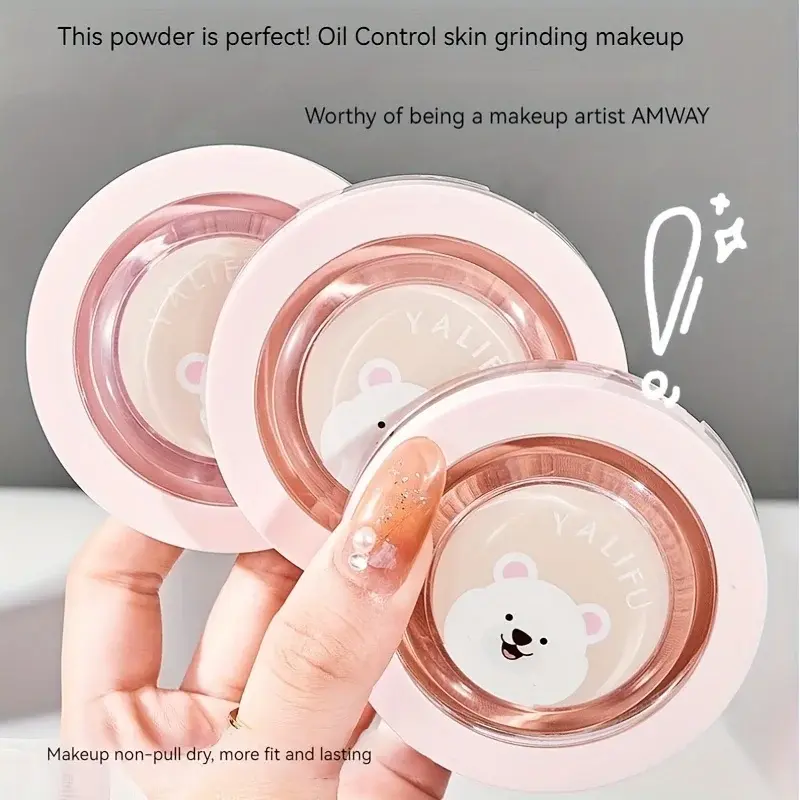 Matte Finish Face Powder for Medium Skin Tones Oil-Control Seamless Setting with Puff Flawless Daily Wear Makeup Powder