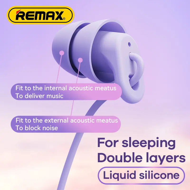 Remax 3.5mm Wired Sleep Earphone Soft Light Noise Reduction Comfortable For Mobile Phones