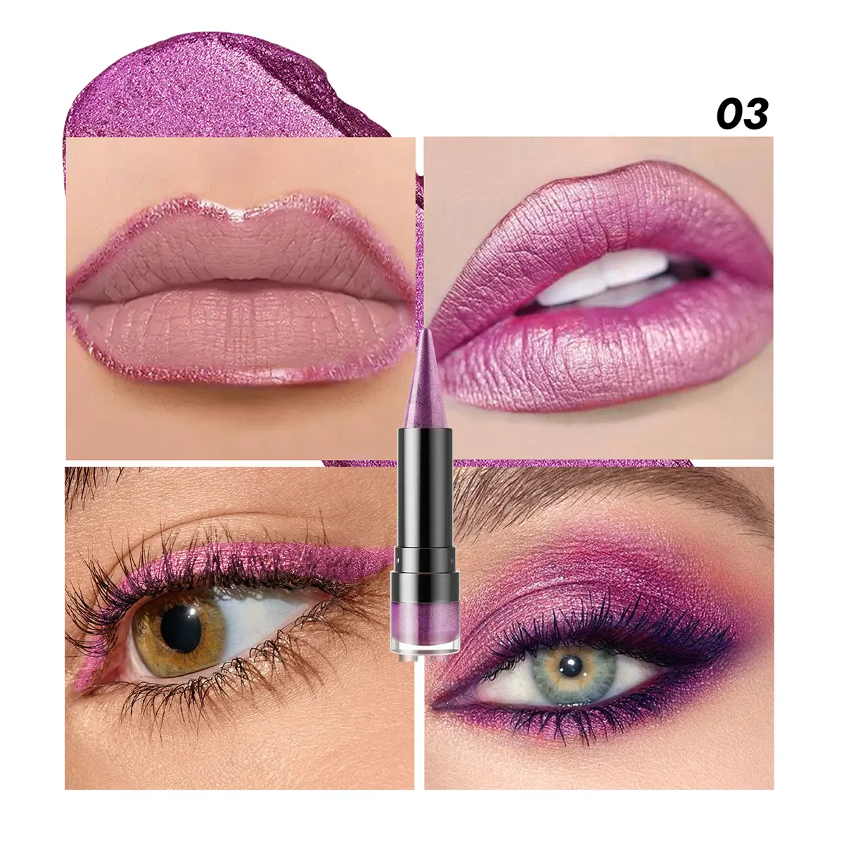 YOUNG VISION 6 colors matte pearl fine glitter diamond dual-purpose lipstick long-lasting easy to color non-stick cup lipstick