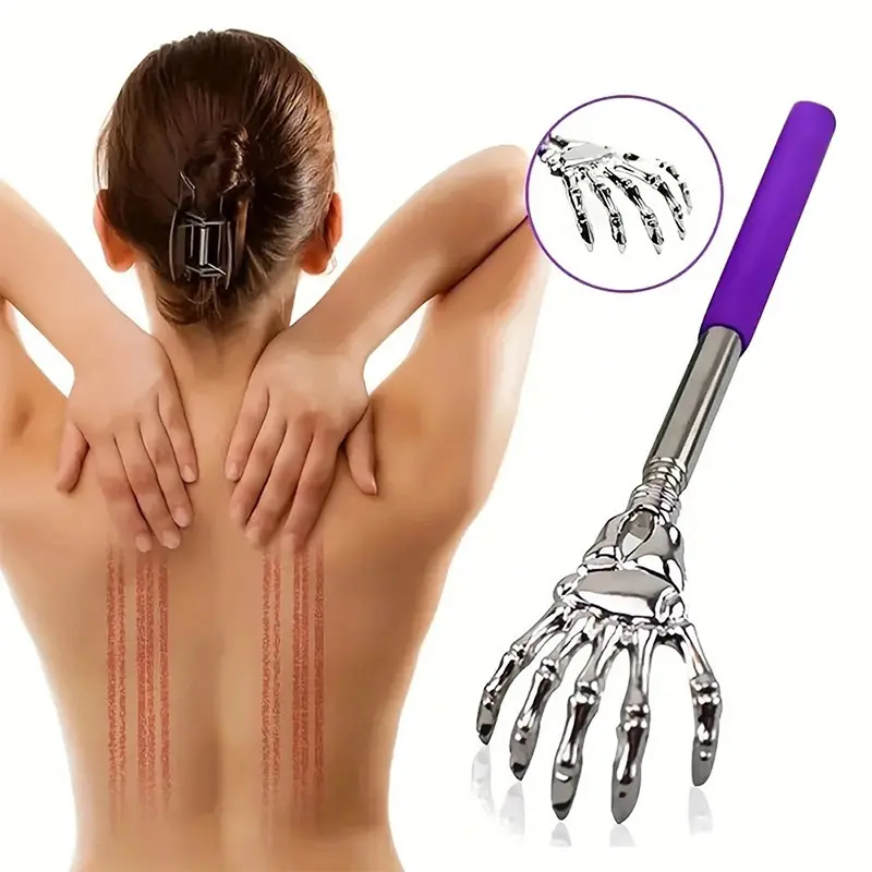 Stainless Steel Adjustable Massage and Tickle Relief Back Portable  Rubber Handle Extendable Telescoping Itch Stick Health Care