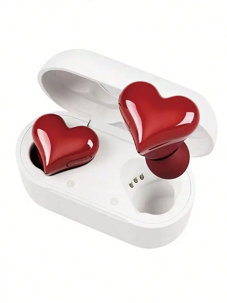 Wireless mini love headphones, heart-shaped headphones Cute wireless sports headphones, portable long life mini headphones