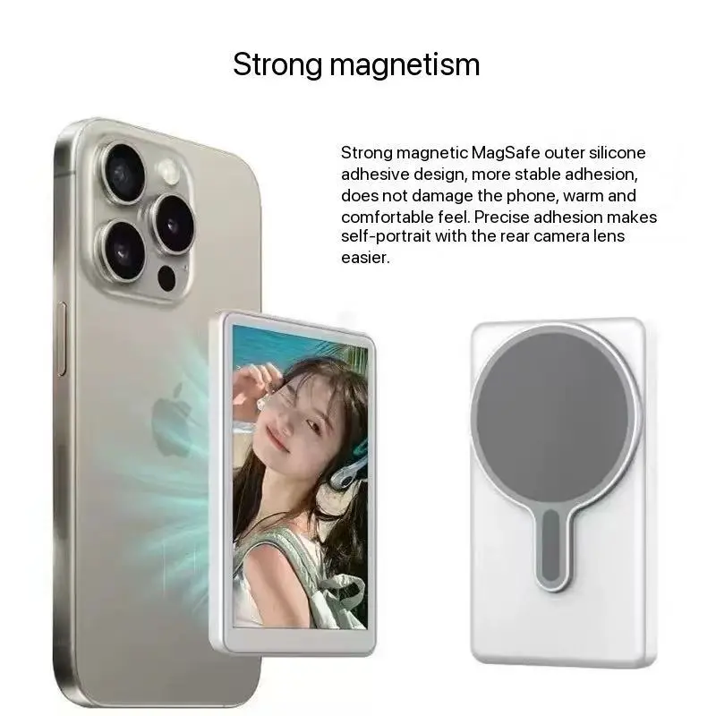"Magnetic Wireless Selfie Monitor Screen - Phone Vlog Recording Using Rear Camera for Live Stream & Selfie