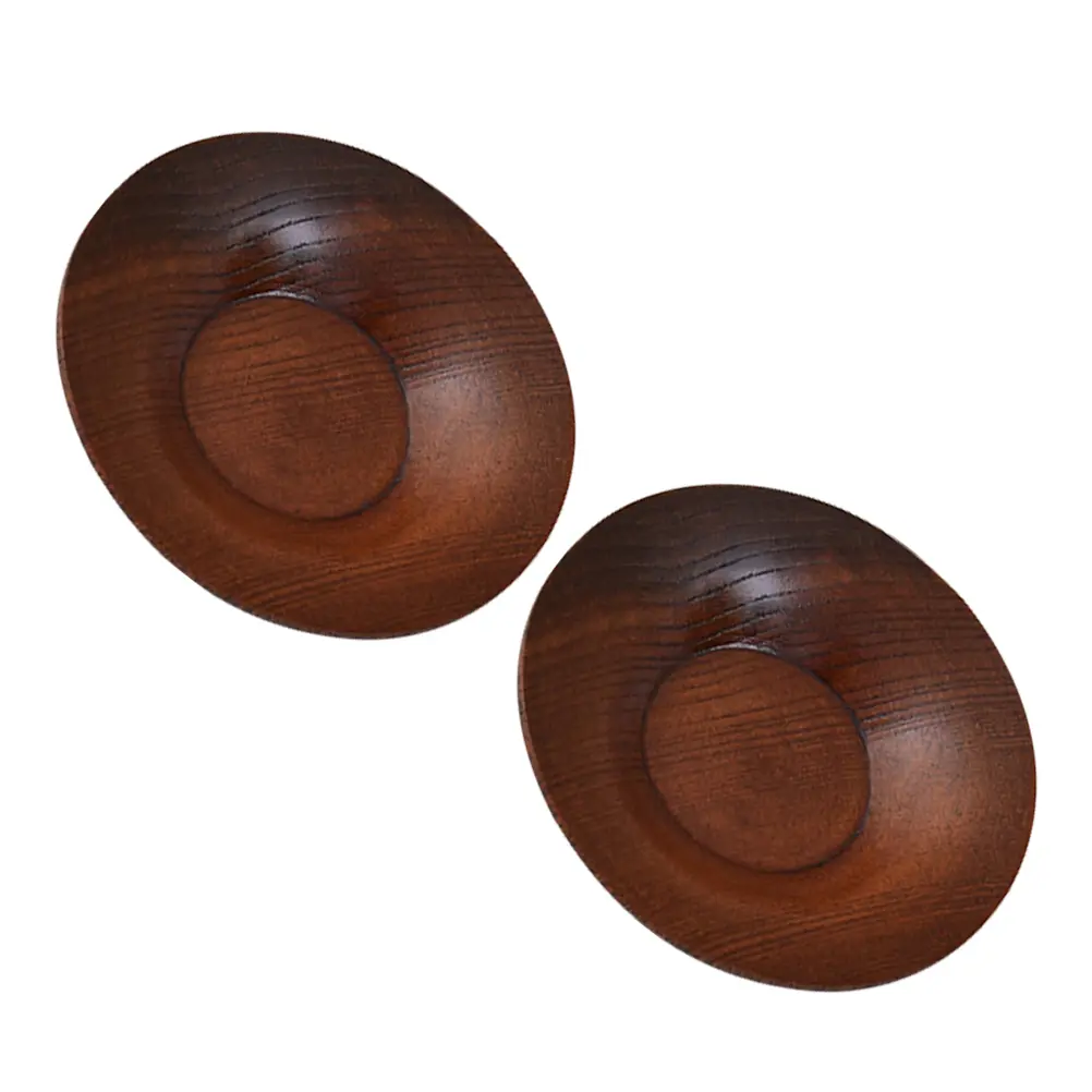 2Pcs Wooden Snack Plates Mini Appetizer Dishes Sauce Bowls Soy Food Round Condiment Serving Small Seasoning Salad Dip