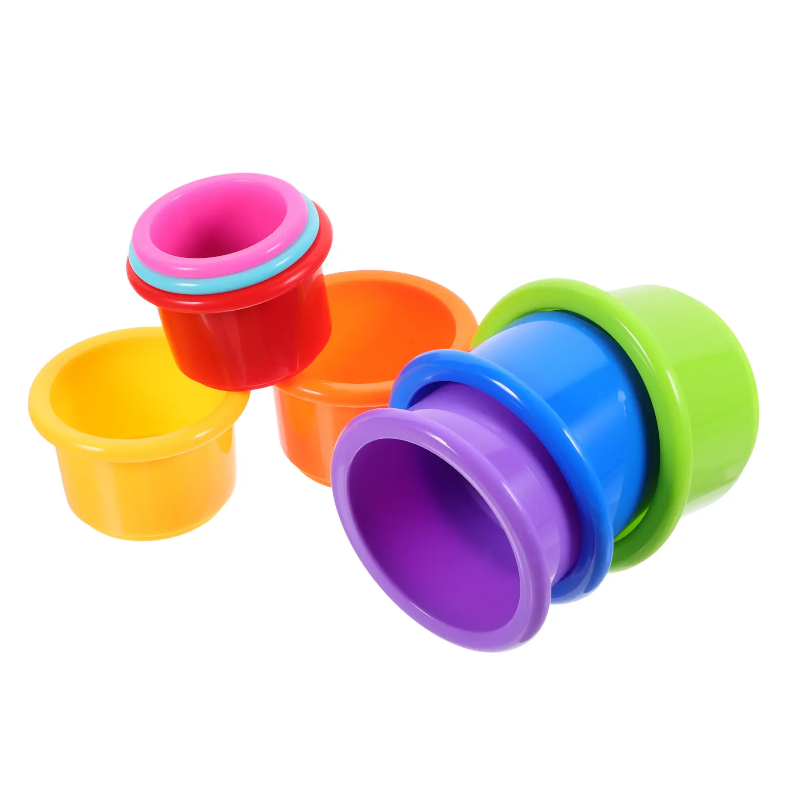 8 Pcs Food Grade Reusable Plastic Nesting Cup Rabbit Stacking Toy Bunny Food Pet Feeding Plaything Animal Training