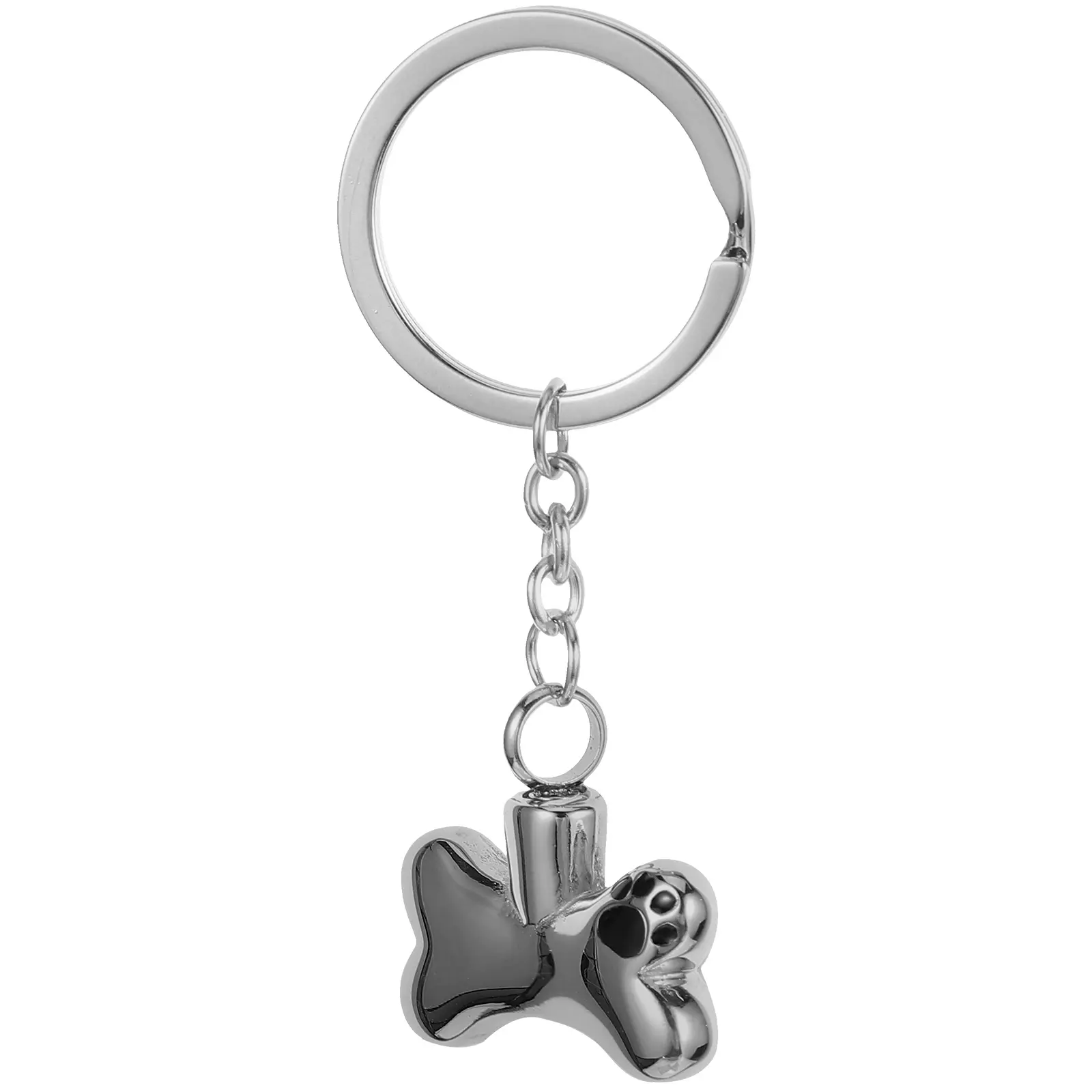 Stainless Steel Dog Paw Print Pendant Pet Urn Key Chain Mini Ash Keepsake Cremation Jewelry Pet Memorial Container Portable Urn