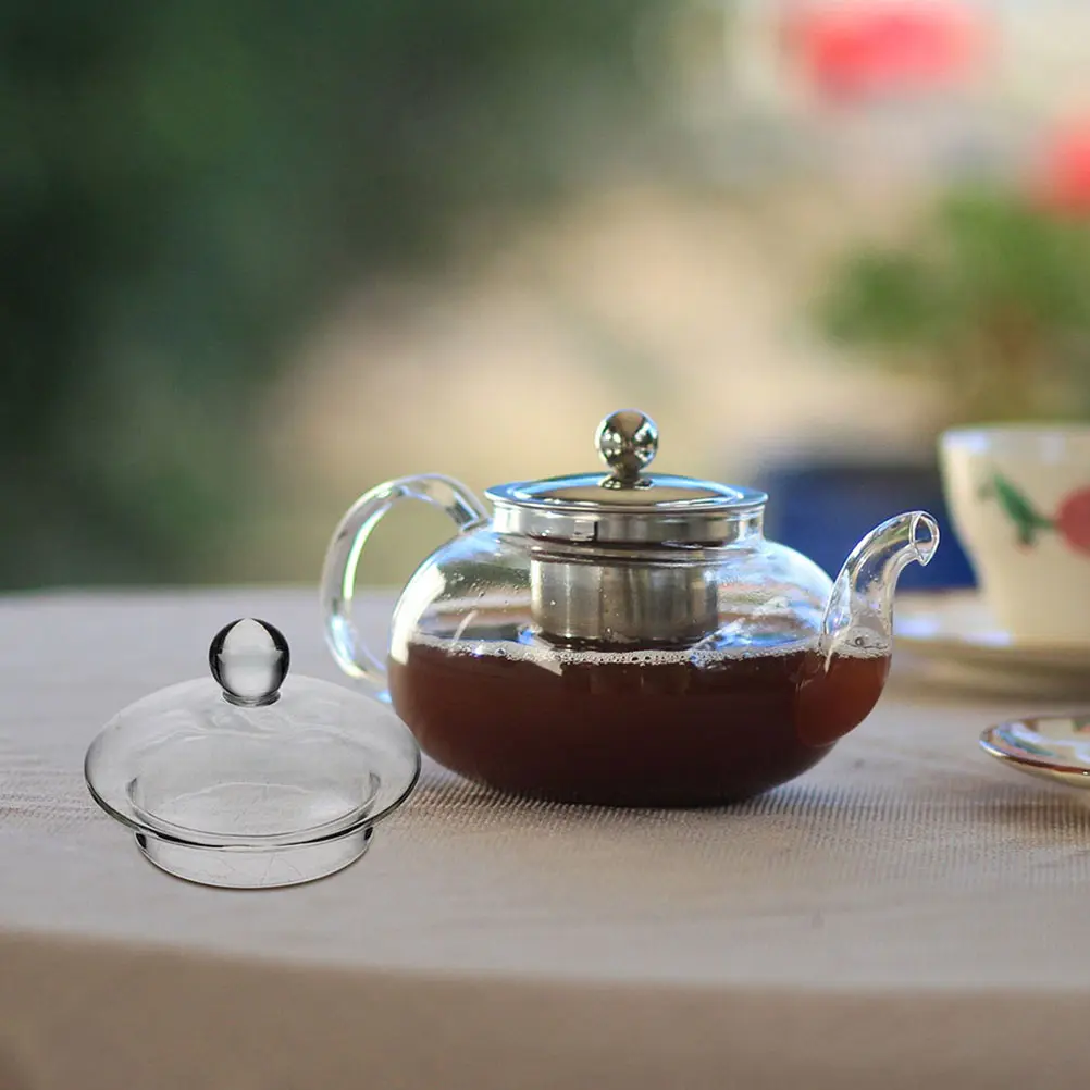 1pc Clear Glass Teapot Lid Replacement Decorative Kettle Cover Leak Proof Tea Pot Accessory For Party Camping Kitchen