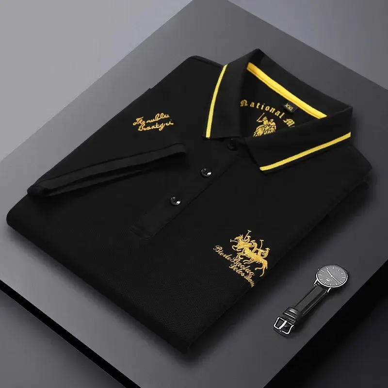 Summer Mens Short Sleeve Embroidered Polo Shirts Breathable Lightweight Shirt Luxury Top Casual Lapel T-shirt Men T Shirt Homme