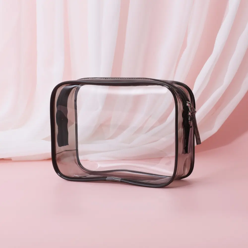 Kawaii Cute Transparent Cosmetic Bag Large Capacity Portable Travel Cosmetic Organizer New Clear Pencil Case Makeup Storage Bag