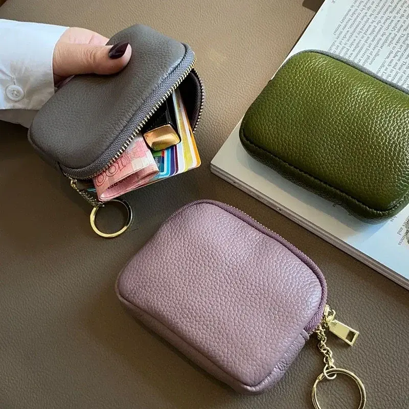 New Women Genuine Leather Coin Purse Female Wallets Women Zipper Coin Purses Card Holder Wallet Clutch Storage Pocket Bags Pouch