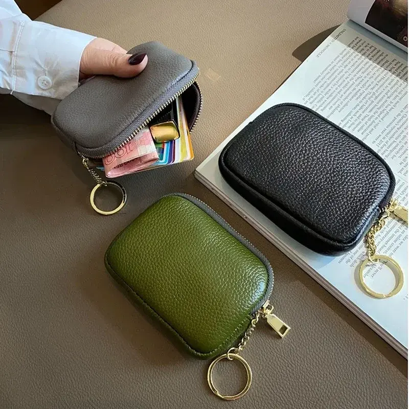 New Women Genuine Leather Coin Purse Female Wallets Women Zipper Coin Purses Card Holder Wallet Clutch Storage Pocket Bags Pouch
