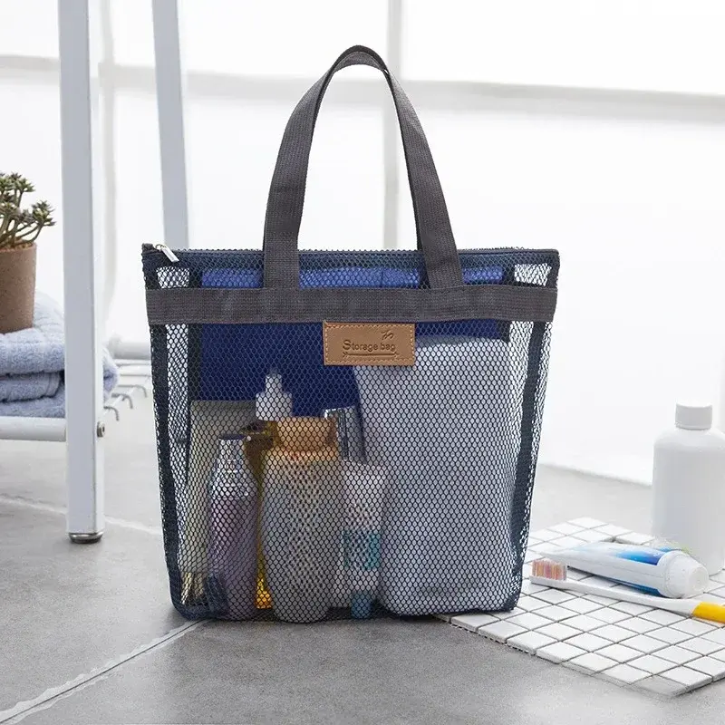 Mesh Makeup Toiletry Storage Bags Handbags Portable Travel Beach Washing Shower Tools Organizer Tote Cosmetic Organizer Pouch