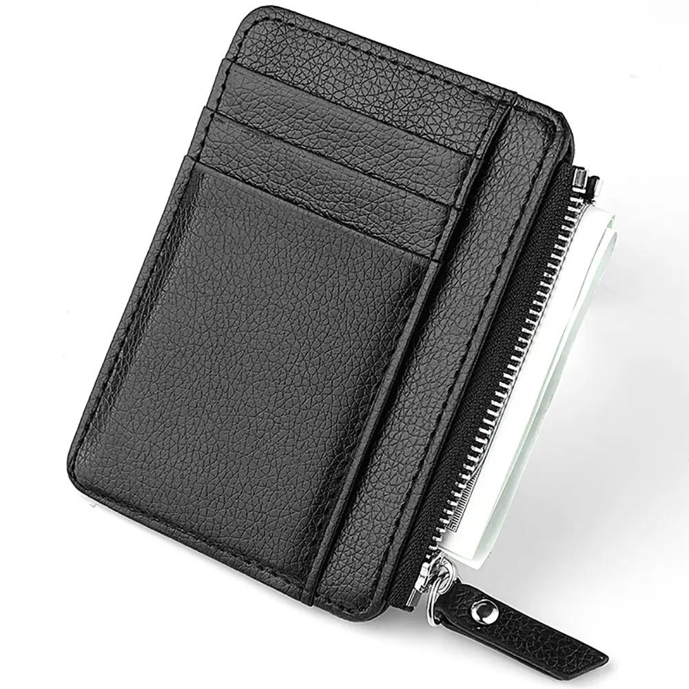 Mini Credit Card Wallet Id Card Holder Men's Small Wallet Thin Sleeve Zipper Short Coin Wallet