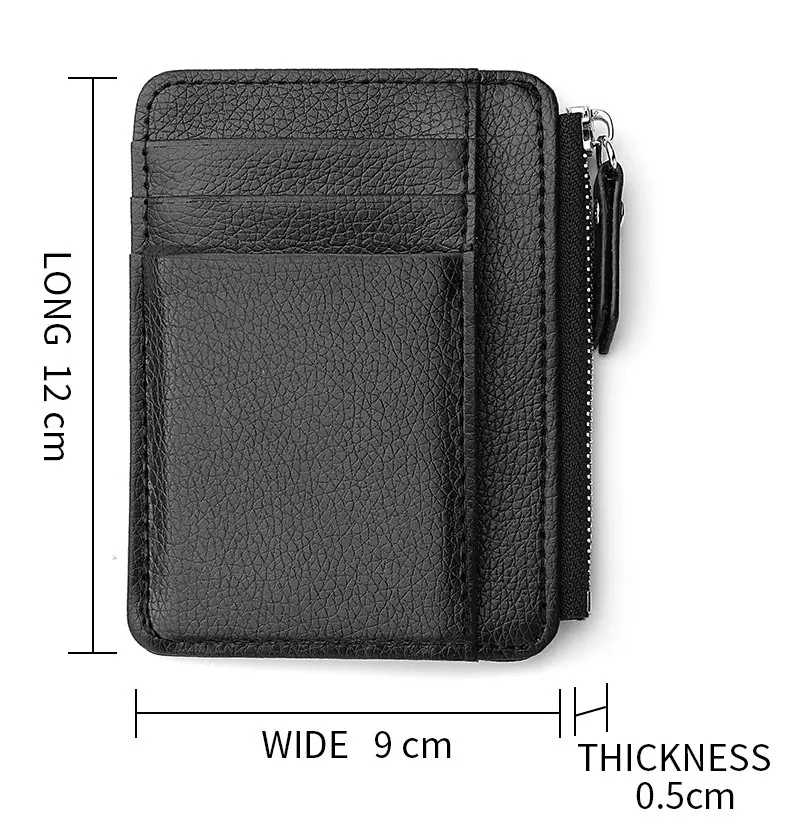 Mini Credit Card Wallet Id Card Holder Men's Small Wallet Thin Sleeve Zipper Short Coin Wallet