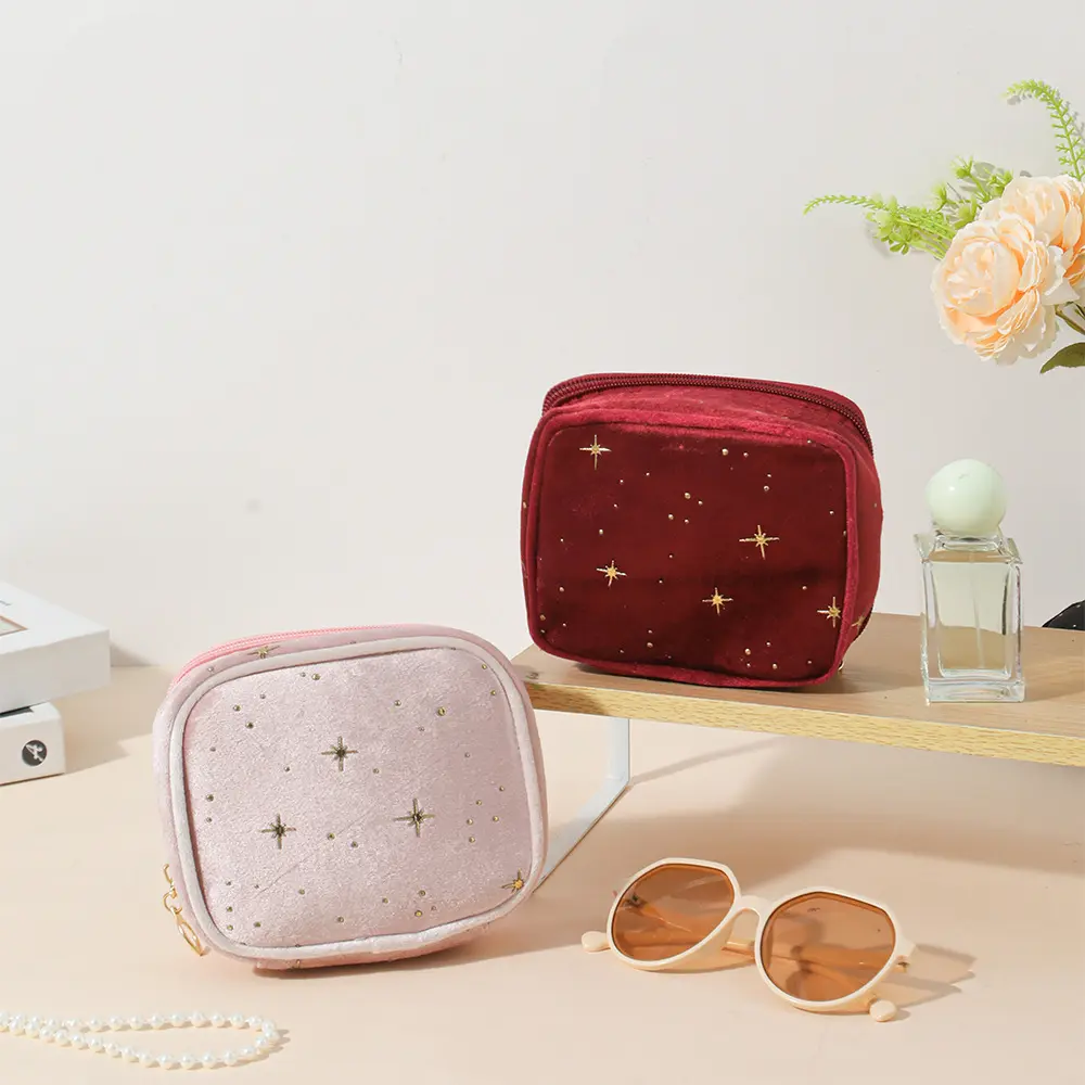 Mini Cute Square Cosmetic Bag Women Portable Earphones Lipstick Sanitary Napkins Storage Pouch Small Makeup Zipper Bags