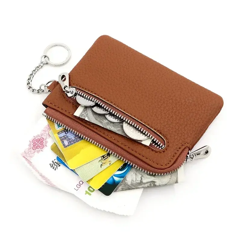 Fashion Leather Women's Wallet Purse Zipper Coin Purse Coin Wallet Keychain Card Cash Holder Change Purse
