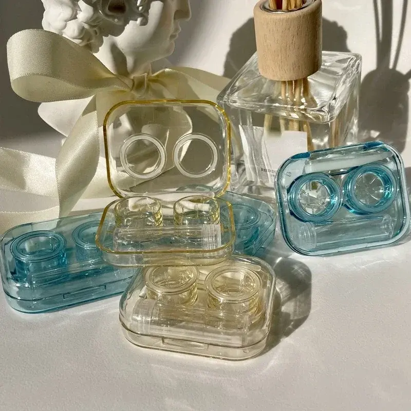 New Small Contact Lense Storage Box Contact Lens Case Portable Cute Transparent Cosmetic Contact Lense Box Colored Contacts Case