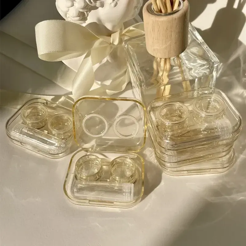 New Small Contact Lense Storage Box Contact Lens Case Portable Cute Transparent Cosmetic Contact Lense Box Colored Contacts Case