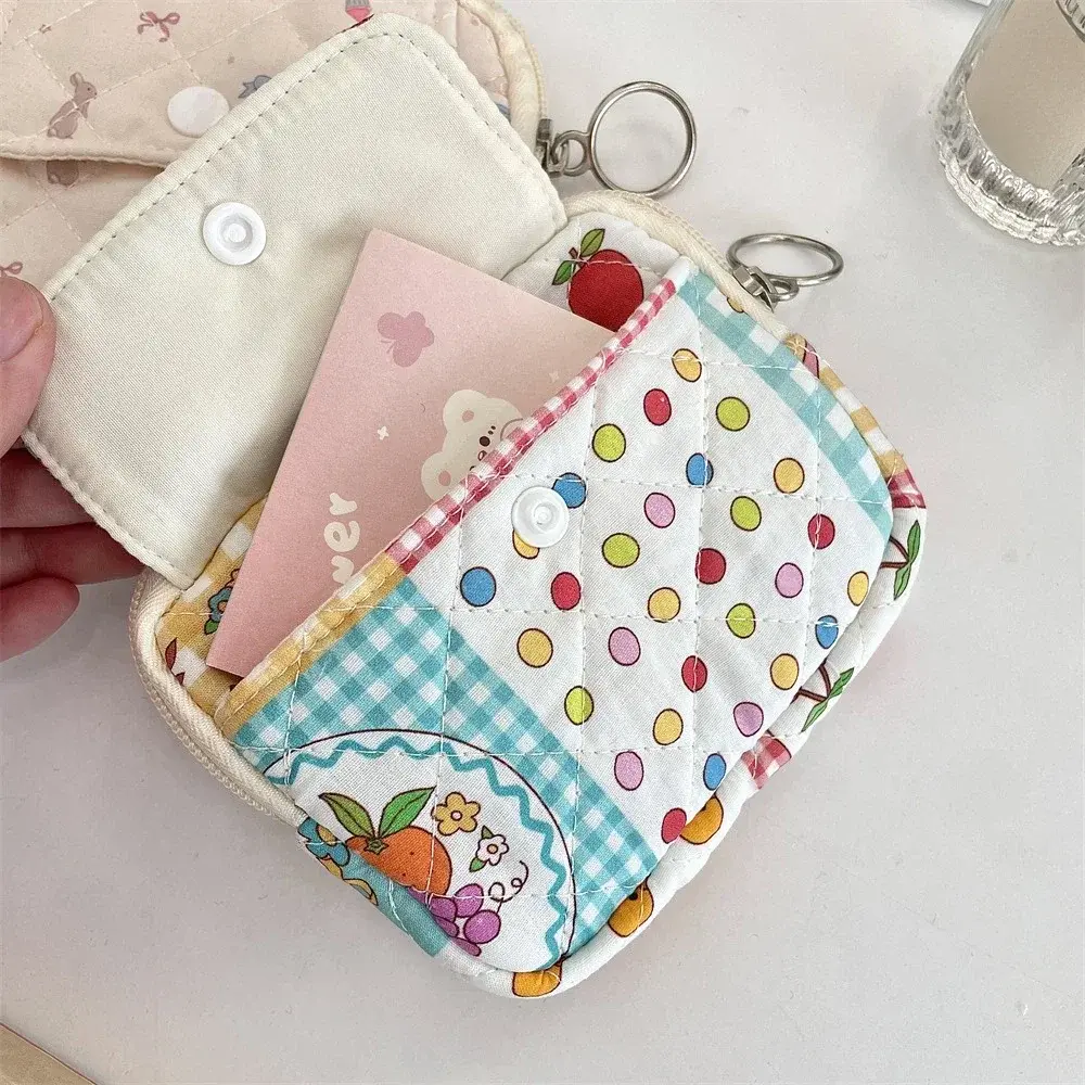 Cute Cartoon Floral Coin Purse ID Card Holder Wallet Organizer for Women