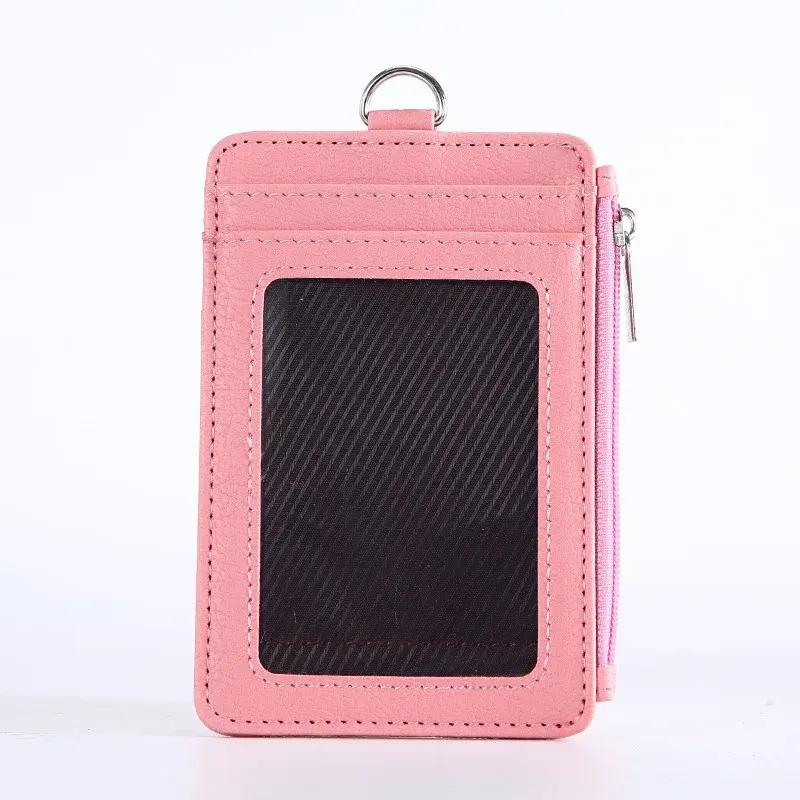 Solid Color PU Leather Card Holder Credit Card Wallet Mini Slim Wallet Card & Id Holders Man Business Zipper Coin Purse