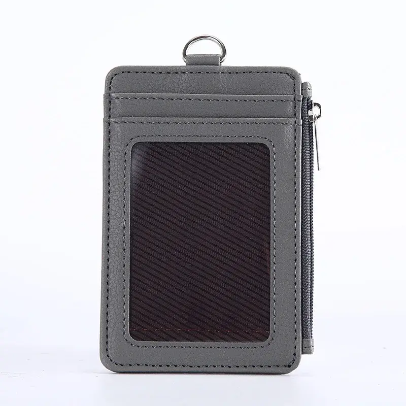 Solid Color PU Leather Card Holder Credit Card Wallet Mini Slim Wallet Card & Id Holders Man Business Zipper Coin Purse