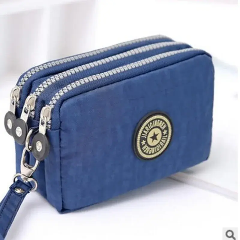 New Fashion Big Capacity Women Wallet Make-up Bag Coin Purse Mini Bag with Three Zipped Portable Women Wallets Phone Pouch