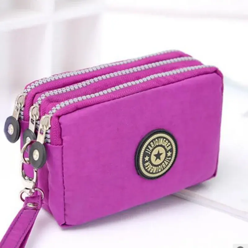 New Fashion Big Capacity Women Wallet Make-up Bag Coin Purse Mini Bag with Three Zipped Portable Women Wallets Phone Pouch