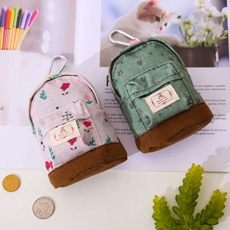 New Women Kids Canvas Coin Purse Floral Zipper Pouch Small Wallet Children Female Key Card Holder Mini Money Bag Gift