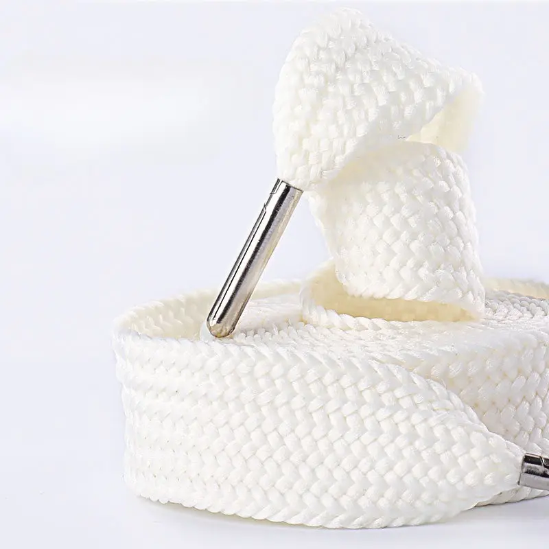 1 Pair Shoelaces Flat Thicken Weave Shoe Laces 2cm Wide 130cm Length Sneaker Canvas Shoelace Black White