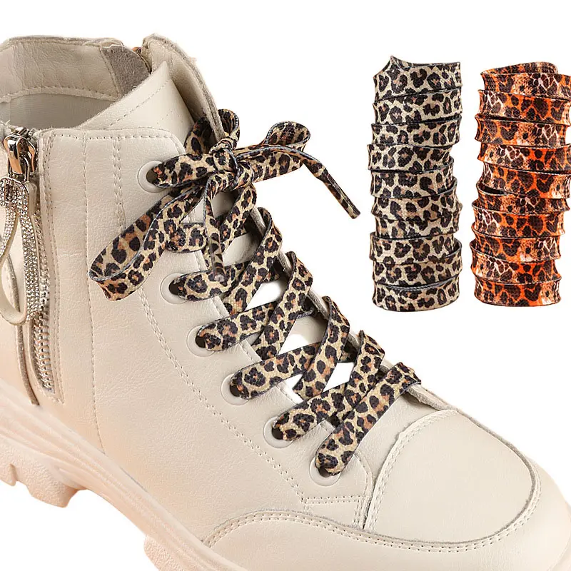 Leopard Print Shoelaces Flat Laces for Sneakers Unisex Canvas Shoes Accessories
