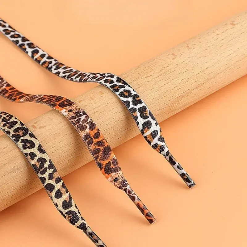 Leopard Print Shoelaces Flat Laces for Sneakers Unisex Canvas Shoes Accessories