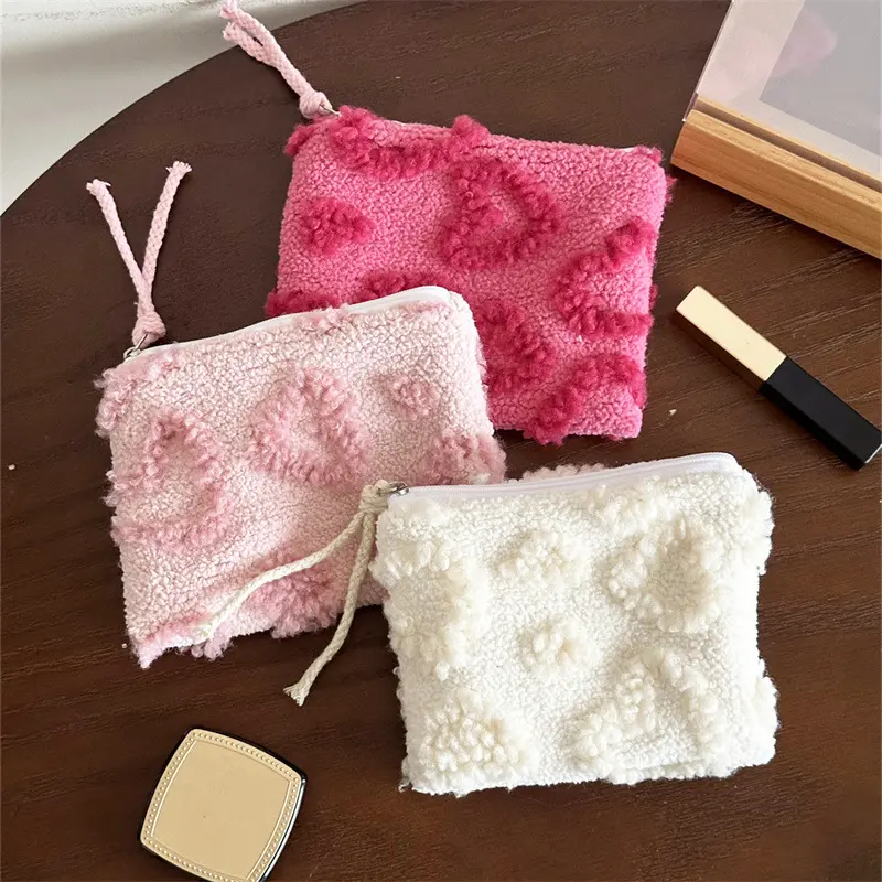 Small Cosmetic Make Up Bag Mini cute plush Organizer Bags for Women Lipstick Makeup Case Children Cute Purse Coin Pouch Case