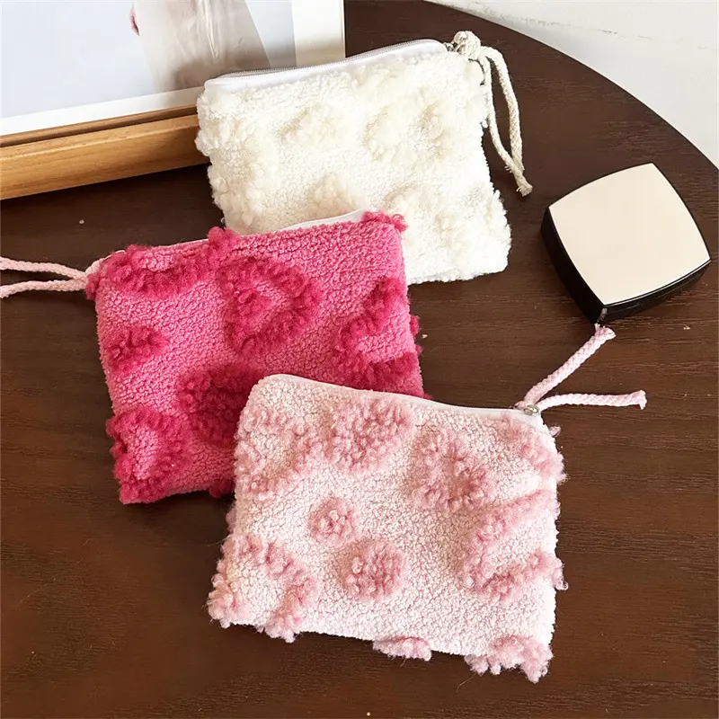 Small Cosmetic Make Up Bag Mini cute plush Organizer Bags for Women Lipstick Makeup Case Children Cute Purse Coin Pouch Case