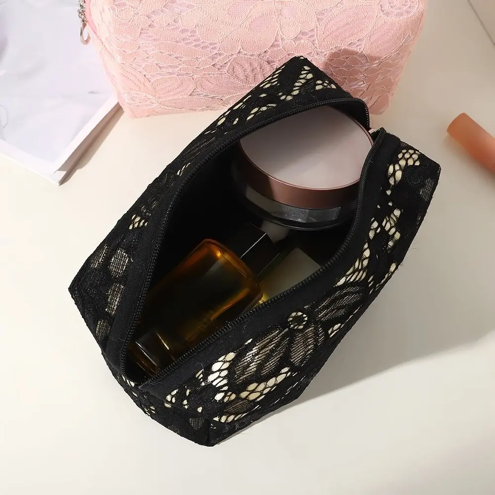 Storage Organizer Floral Lace Makeup Bag Flower Printed Cosmetic Pouch Large Travel Cosmetic Bag Makeup Accessory