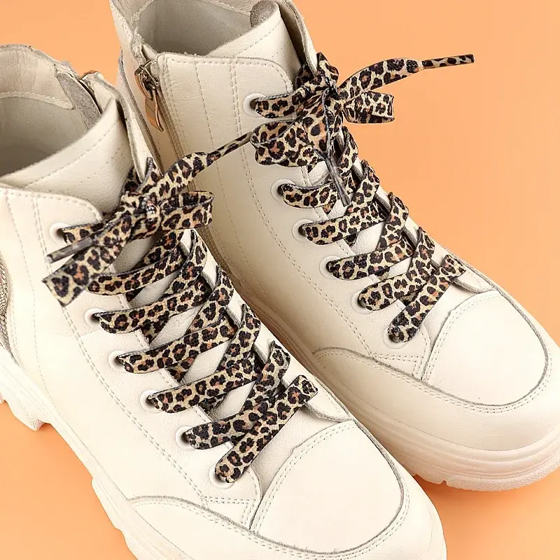 Leopard Print Shoelaces Flat Laces for Sneakers Unisex Canvas Shoes Accessories