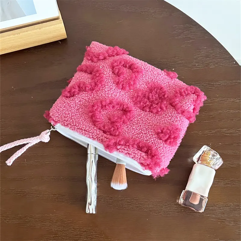 Small Cosmetic Make Up Bag Mini cute plush Organizer Bags for Women Lipstick Makeup Case Children Cute Purse Coin Pouch Case