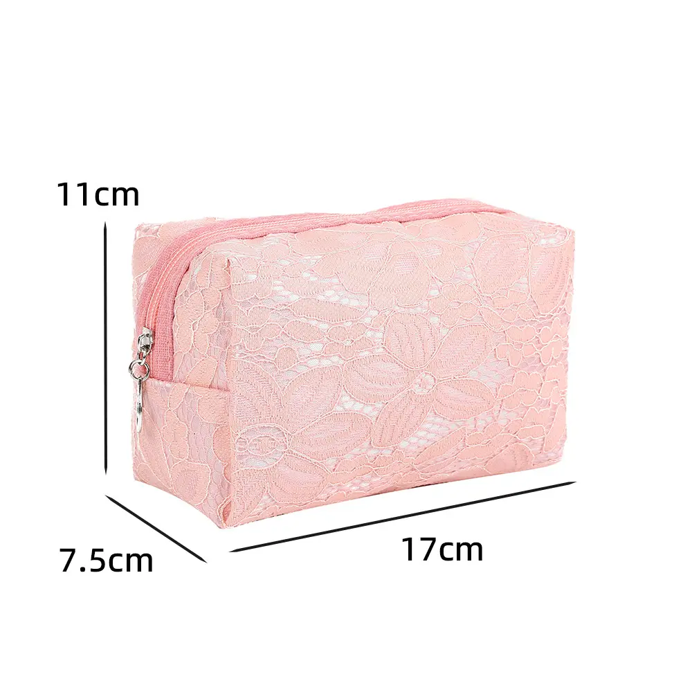 Storage Organizer Floral Lace Makeup Bag Flower Printed Cosmetic Pouch Large Travel Cosmetic Bag Makeup Accessory