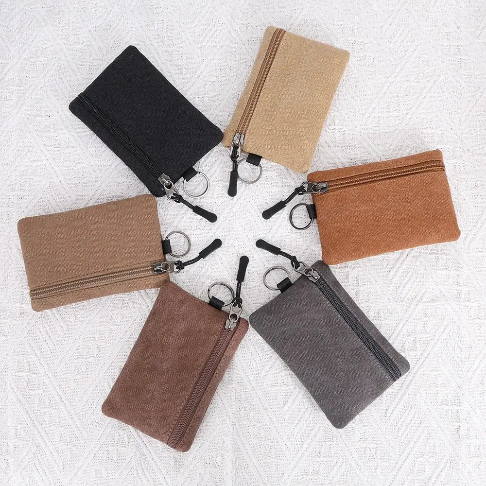Canvas Small Wallet Coin Purse Keychain Cute Wallet Card Holder Women's Wallet Kids Card Coin Bag Portable Coin Pouch Mini Purse